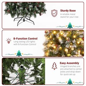 Albero di Natale a Forma di Matita 2,7m in PVC Verde con 460 Luci, 8 Modalità, 1298 Rami Bianchi, Luci Automatiche a Colori Caldi - Product Image 5