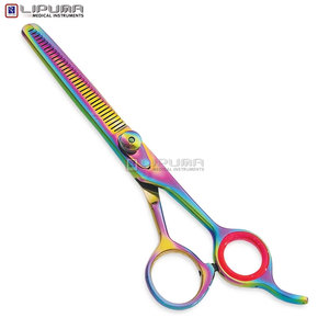 Professional 6.5 Inch Premium Stainless Steel Hair Thinning Scissors Smooth Cutting <b>Edge</b> Adjustable Pink Screw Plastic <b>Rubber</b> - Product Image 3