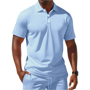 Collection Été 2026 – Ensemble Polo Décontracté à Col Boutonné et Short Tricoté 2 Pièces à Séchage Rapide pour Homme – Vente en Gros Usine - Product Image 2