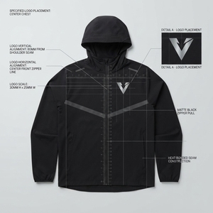 Ensemble coupe-vent en polaire tissé uni pour homme VANEK INTERNATIONAL, rouge et blanc, séchage rapide, impression numérique, col en V, 320g - Product Image 3