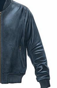 High Quality Men's Leather <b>Jacket</b> Stand Collar Zipper Closure - Product Image 4