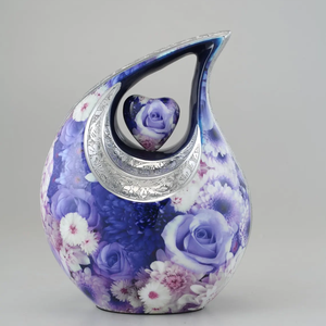 Uzair Handicrafts Colorful Tear Drop Customizable Design Adult Burial Cremation Urn Metal Ashes <b>Memorial</b> <b>Keepsake</b> Vase Funeral - Product Image 3