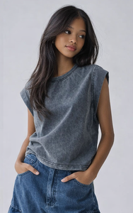 Camiseta Deportiva Personalizada, Corte Holgado, Lavado Ácido, Estilo Musculoso, Sin Mangas, Vintage, de Algodón Lavado, Estilo Urbano - Product Image 6