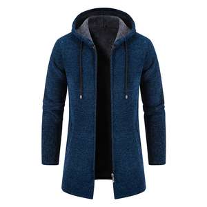 Cárdigans largos con capucha para hombre, suéteres, nueva moda para hombre, prendas de vestir de invierno, suéteres informales, suéteres cálidos más gruesos de lana, talla 4XL - Bl - Product Image 1