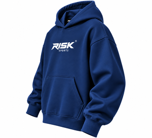 Risk Sports <b>Men's</b> Solid Winter <b>Navy</b> Blue <b>Fleece</b> Pullover Hoodie with Silk Screen Printed Front Kangaroo Pocket - Product Image 1