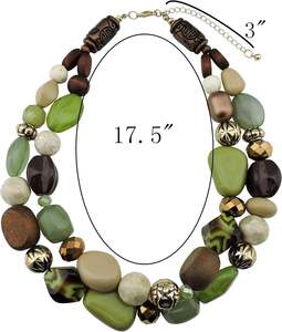 Collier de mariage classique en perles de résine faites à la main, bijoux géométriques colorés, pendentif élégant pour femme, chaîne en corde, cadeau - Product Image 6