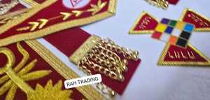 Badge en cuir brodé à la main pour Prêtre Suprême de l'Arche Royale Maçonnique (PHP), à coudre avec dentelle, en velours rouge et fils d'or, Régalia de luxe personnalisée - Product Image 4