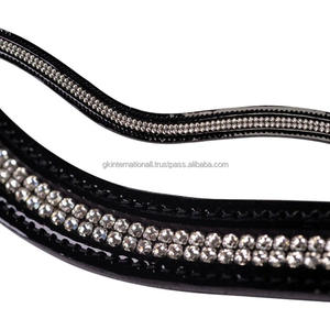 Banda de ceja de caballo de charol negro de alto acabado con cristales pequeños Cadena de diamantes con incrustaciones de canal vacío banda de CEJA caballo - Product Image 6