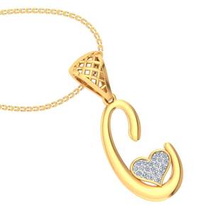Pendentif lettre C en or massif avec pavé de diamants moissanite en forme de cœur, bijou romantique pour femme, charme pour usage quotidien - Product Image 2