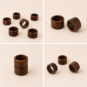 Ensemble d'anneaux de serviette en bois d'acacia naturel faits à la main, décoration de table écologique pour mariages, hôtels et dîners modernes à domicile - Product Image 3