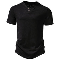 T-shirt Henley personnalisé pour homme, manches courtes, coton, fibre de bambou, séchage rapide, respirant, confortable, col rond, décontracté, pour la gym, vêtements d'été, OEM