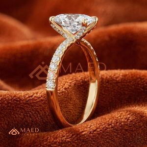 Gold Oval Cut Moissanite Ring Pave Engagement Bridal Jewelry <b>Gift</b> for Women Wedding Ring - Product Image 2