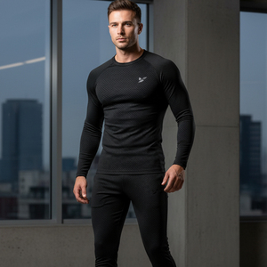 Winter <b>Thermal</b> Compression Tracksuit Fleece Lined <b>Men</b> Sports Suit Base Layer Workout Clothes Windproof Gym Training Set - Product Image 6