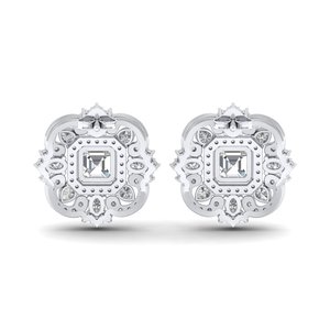 REYES Eye Catching 925 Sterling Silver Moissanite Screw <b>Back</b> Stud <b>Earrings</b> with 14K 18K White Gold Wedding Gift Fine Jewelry - Product Image 4