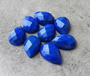 Pierre précieuse naturelle en lapis-lazuli, forme goutte d'eau, taille à carreaux, calibrée, pour bijoux - Product Image 6