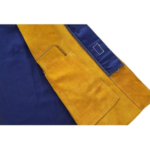 Veste de travail en cuir de vachette hybride et coton, résistante à l'abrasion et à la chaleur, pour soudeurs - Product Image 5