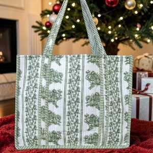 Floral Bohemian Embroidery Tote <b>Bags</b> Set 10-100 Pcs Quilted Pattern <b>Large</b> Capacity Zipper Fashion Shopping <b>Bag</b> All Seasons - Product Image 2