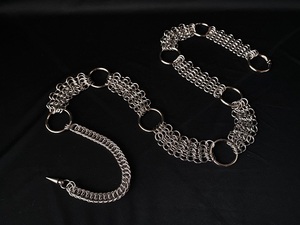 Ceinture en maille d'acier inoxydable avec anneaux en O, plaquée argent, style armure, chaîne épaisse, accessoire de taille tendance - Product Image 5