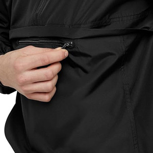 Men's <b>Black</b> Half Zip Hooded Anorak Lightweight Sporty Loose Fit Pullover <b>Windbreaker</b> Jacket - Product Image 3