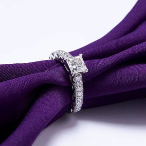 Anillo de Diamantes con Corte Princesa CONCEPTION, Plata 925 Original, Engaste de Canal, Joyería de Regalo para Cumpleaños, para Mujeres - Product Image 2