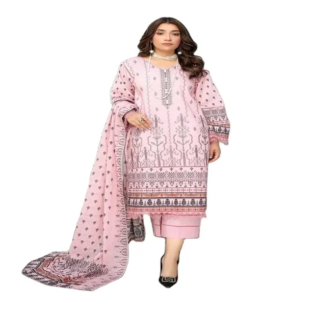 Calidad de exportación shalwar kameez pakistaní Calidad de importación shalwar kameez damas pakistaníes 100% trajes de algodón Trajes de algodón estampados