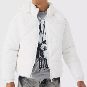 Hot Selling 100% Polyester Winter Abstract Quilted <b>Puffer</b> <b>Jacket</b> <b>White</b> Windproof Waterproof Stand Patchwork Design Custom Bubble - Product Image 1