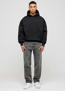 OEM <b>Men's</b> <b>Black</b> Oversize Pullover Hoodie Set 50% Cotton 50% Polyester Long Sleeve Printed Sweatshirt Washed Hooded Wholesale - Product Image 5