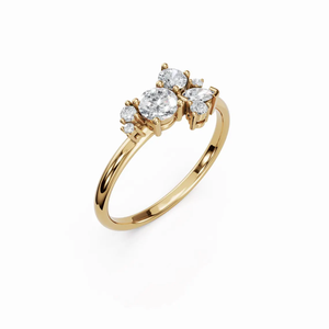 แหวนเพชรทรงคลัสเตอร์หลายเม็ด ชุบทอง 14K ระดับความใส VVS2 สี DEF หรูหรา แหวนแต่งงานเพชรเลี้ยงในห้องปฏิบัติการสำหรับผู้หญิง - Product Image 5