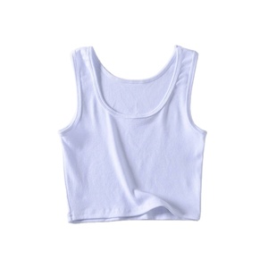 Vente en gros de débardeurs sans manches 100% coton pour femmes sexy débardeurs couleur unie hauts courts noirs gilet avec votre logo 2025 - Product Image 5