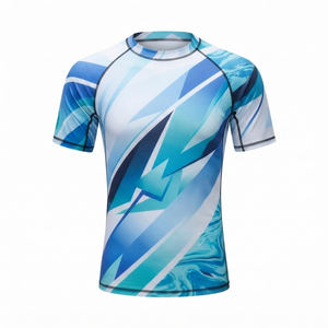 Chemise de sport à manches courtes pour homme, imprimé abstrait bleu, séchage rapide, polyester - Product Image 4
