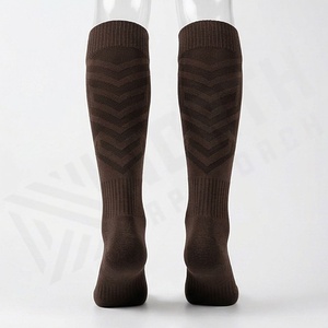 Knee High <b>Compression</b> <b>Running</b> <b>Socks</b> Brown Geometric Pattern Breathable Polyester Spandex Adult Sports <b>Socks</b> - Product Image 2
