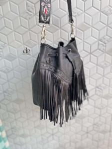 <b>Unique</b> Pattern 2026 Genuine Leather Fringe Bag Stylish Cross Body Bucket Tassel Hobo Shoulder Bags for Women's Multi Use - Product Image 2