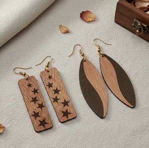 Pendientes de Madera con Forma de Búho, Cisne y Mariposa, Chapados en Oro, Joyería de Moda para Mujer, Regalo - Product Image 4