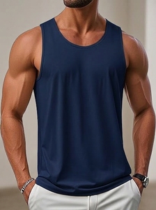 เสื้อกล้ามออกกำลังกายผู้ชาย QUICK SHOW ผ้าถักน้ำหนัก 220 กรัม แห้งเร็ว ยืดหยุ่น ผลิตจากโพลีเอสเตอร์/คอตตอน เหมาะสำหรับฟิตเนสและยิม - Product Image 2