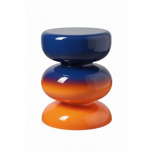 Table basse ronde empilable moderne bleu dégradé et orange, table d'appoint design, table en résine et verre unique, meuble de salon - Product Image 1