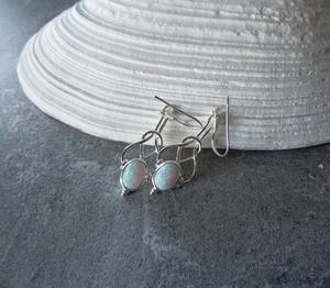 White Opal <b>Earrings</b> Sterling <b>Silver</b> Sparkly Flash Opal <b>Earrings</b> October Birthstone Jewelry Gift For Her - Product Image 2