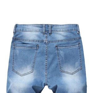 Men's Light Wash Denim Bermuda <b>Shorts</b> Pink Side Stripes Ripped Design Mid Waist <b>Zipper</b> Fly Breathable Quick Dry Casual Summer - Product Image 5