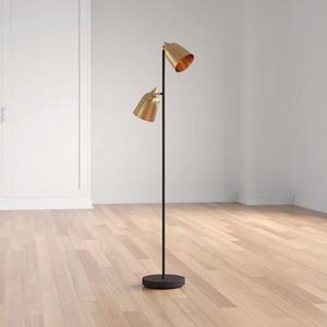 Lampe de sol en marbre de luxe avec base dorée et abat-jour en lin pour un salon élégant, décoration intérieure d'hôtel - Product Image 1