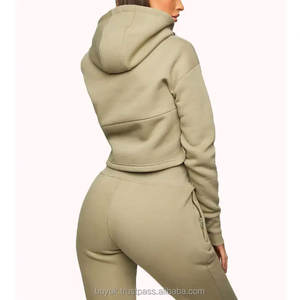 Sudadera con capucha de estilo nuevo para mujer, Top corto de gimnasio de alta calidad, tejido de lana transpirable, puños acanalados, diseño estampado Sexy - Product Image 5