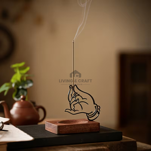 Porte-encens créatif en bois de qualité supérieure avec cendrier en métal, brûleur d'encens pour aromathérapie, décoration d'intérieur, article cadeau - Product Image 5