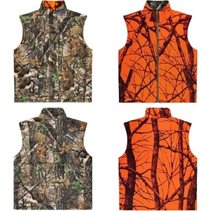 Chaleco de Caza Reversible Unisex con Camuflaje Naranja y Marrón, Cuello Alto, Cierre de Cremallera, Forro de Poliéster Suave, Ropa Exterior Informal - Product Image 3