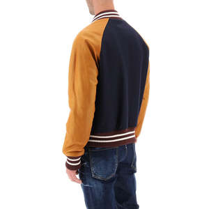 Blousons universitaires en laine et cuir sur mesure grande taille pour hommes, avec patchs, style baseball, respirants, fabriqués par un fabricant. - Product Image 5