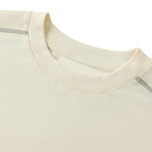 T-shirt d'été en coton 250G à col rond et manches courtes, vierge, personnalisable, avec surpiqûres contrastées – Vente en gros - Product Image 3