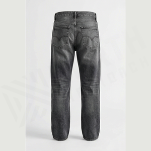 Jean en denim coupe droite délavé foncé pour homme, taille haute, coupe classique, en coton, style décontracté, pantalon d'automne - Product Image 2