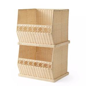 Juego de 2 Cestas Apilables de Mimbre y Ratán para Organización de Armarios y Decoración Elegante del Hogar - Product Image 1