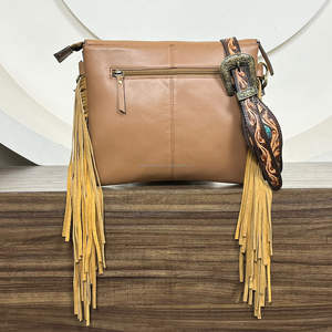 Proveedor personalizado mano Tooled cuero genuino flecos bandolera bolsos de hombro para mujeres bolso de mensajero de diseñador de alta calidad - Product Image 5