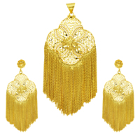 Ensemble de pendentifs de mariée plaqué or 14K 18K 24K, design floral tendance, style africain, turc, Dubaï, éthiopien, érythréen, vente en gros