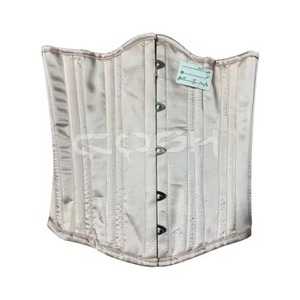 Découvrez notre corset en satin de qualité supérieure à taille haute avec fermeture avant à agrafes. - Product Image 5