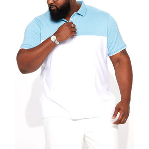 Polo de Dos Tonos para Hombre, Azul Cielo y Blanco, Mezcla de Algodón, Manga Corta, Casual, Transpirable, Cómodo, con Logotipo Personalizado - Product Image 2