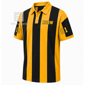Custom NCBW 100 <b>Black</b> <b>Women</b> Sorority Striped <b>Polo</b> <b>Shirt</b> with Embroidered Logo Front <b>Black</b> gold casual short Sleeve for Female - Product Image 2